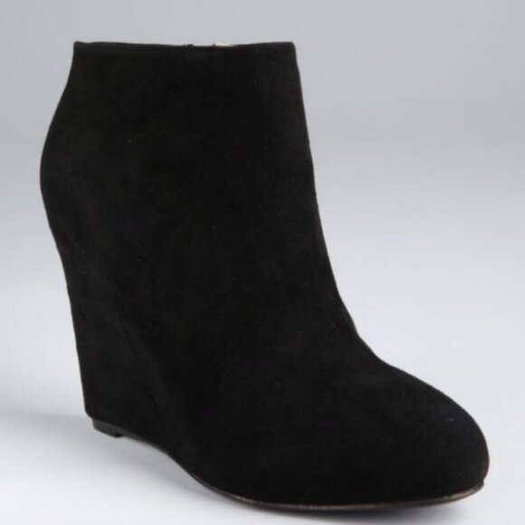 Pour La Victoire Chaney black suede wedge ankle boot side zip 8.5 - Picture 1 of 10